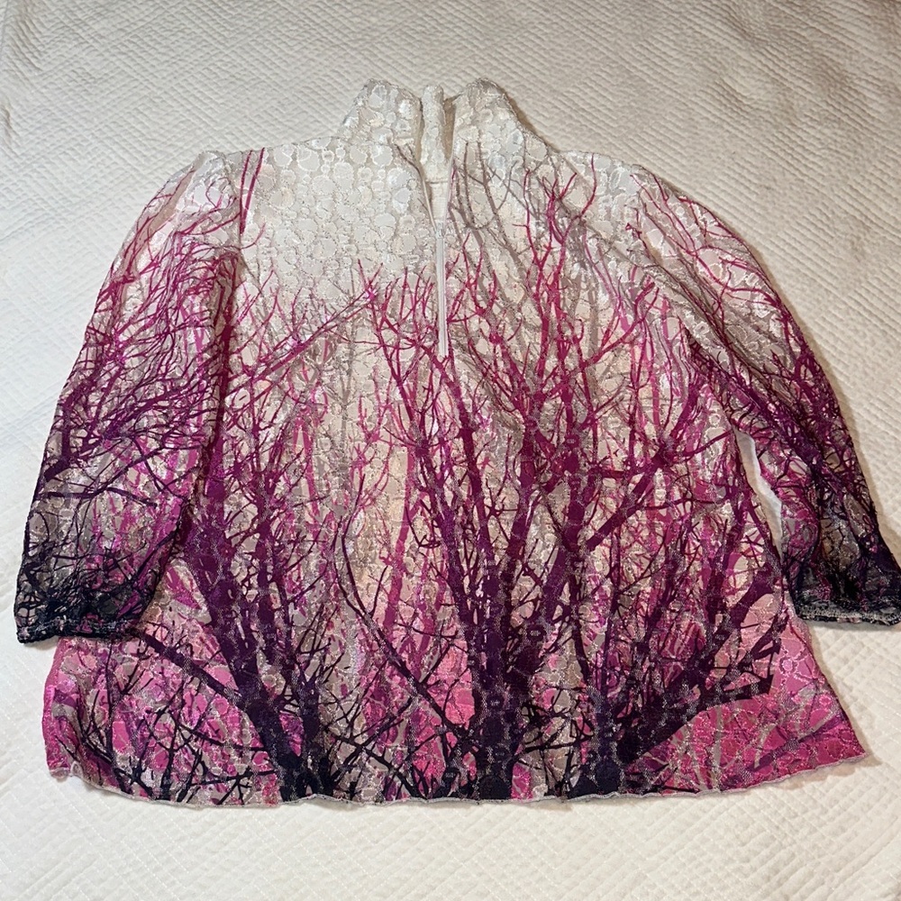 Alexandra Just For Kix Pink and Purple Tree Pattern Dance Top Women’s Small